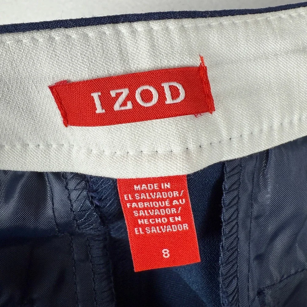 NEW‎ IZOD Chino Pants Womens 8 Short Navy Blue Straight Leg Flat Front Stretch - Picture 5 of 12